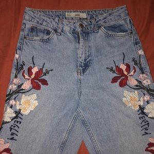 Topshop embroidered mom jeans